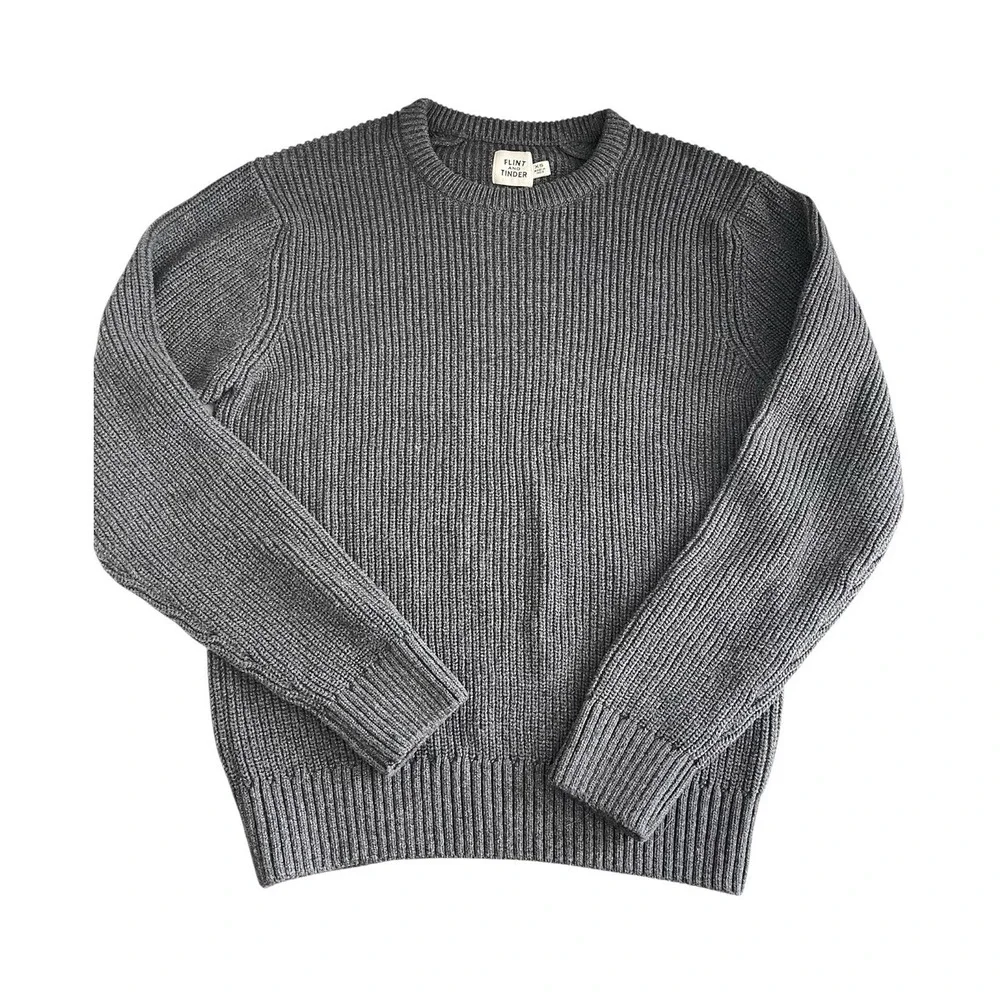 Men's Flint And Tinder Bolinas Recycled Cotton Crewneck Sweater Charcoal Grey XS